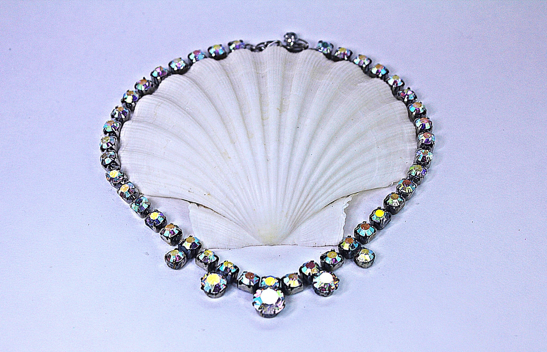 Vintage Aurora Borealis Rhinestone Drop Necklace