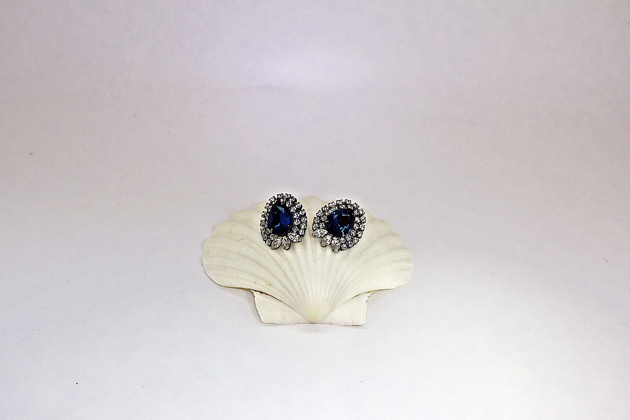 Deep Sapphire Blue Color Diamante' Earrings